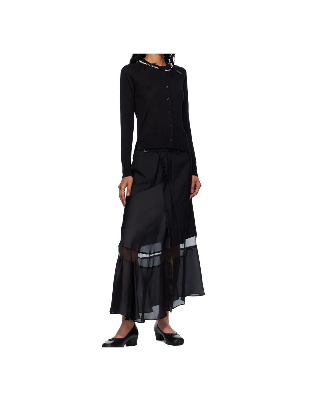 Simone Rocha Black Pearl Chain Bow Cardigan