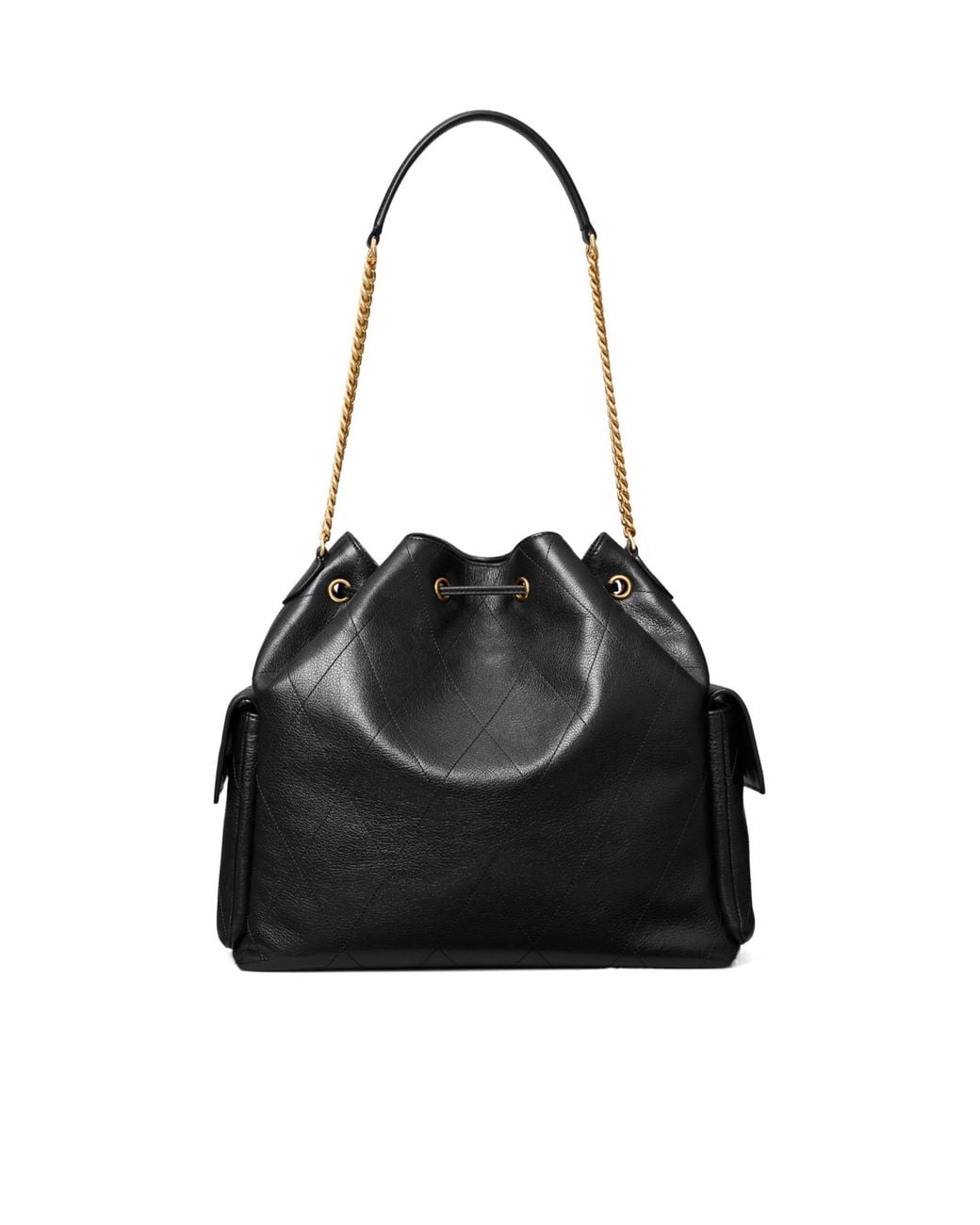 Tory Burch Black Charlie Quilted Drawstring Shoulder Bag