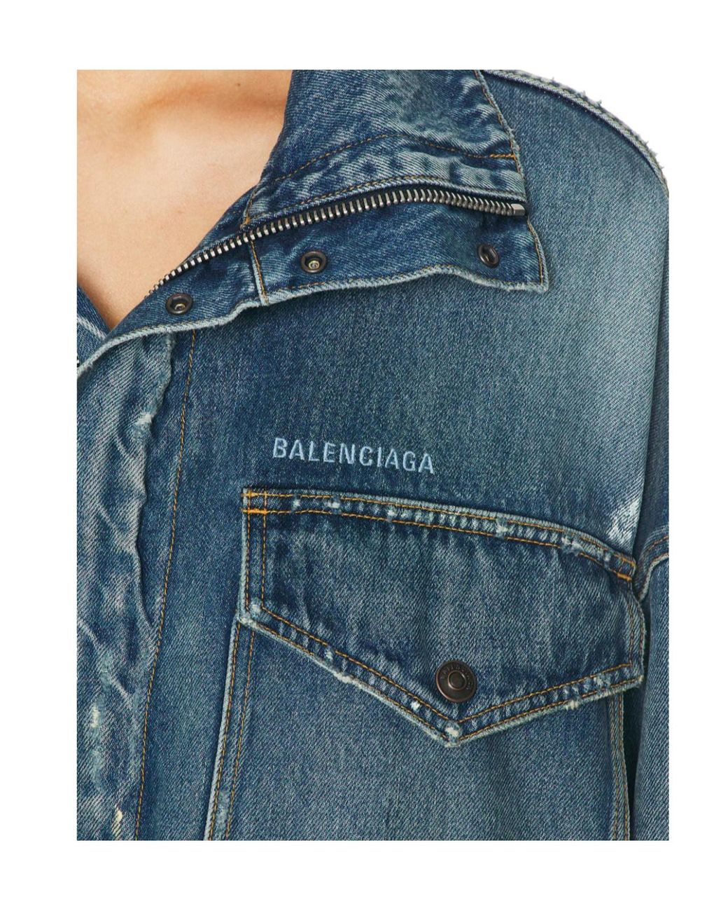 Balenciaga Blue Long-Sleeved Denim Jacket