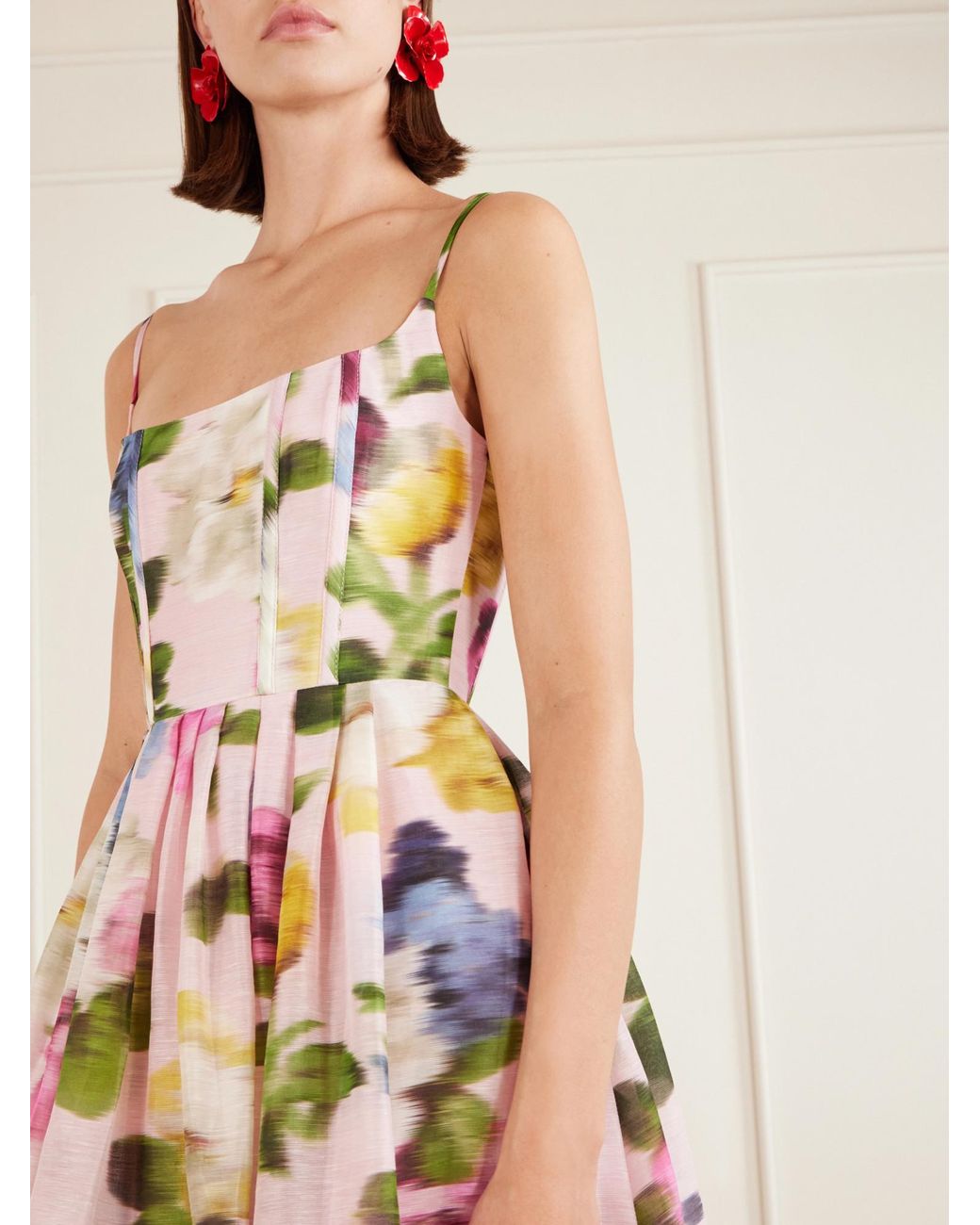 Carolina Herrera White Floral-Print Midi Dress