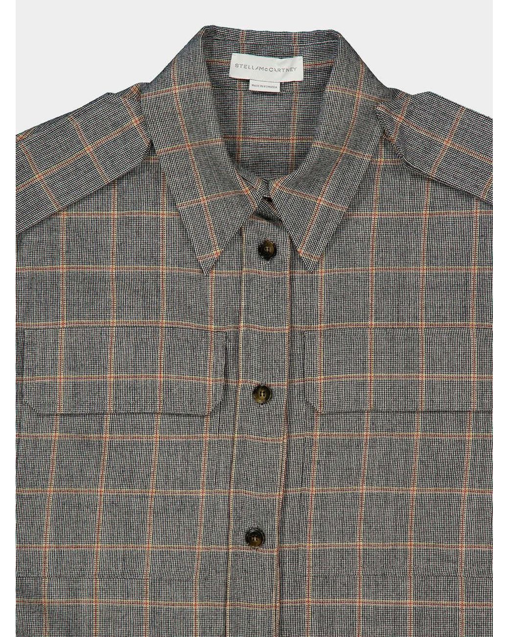 Stella McCartney Gray Checked Mini Shirt Dress