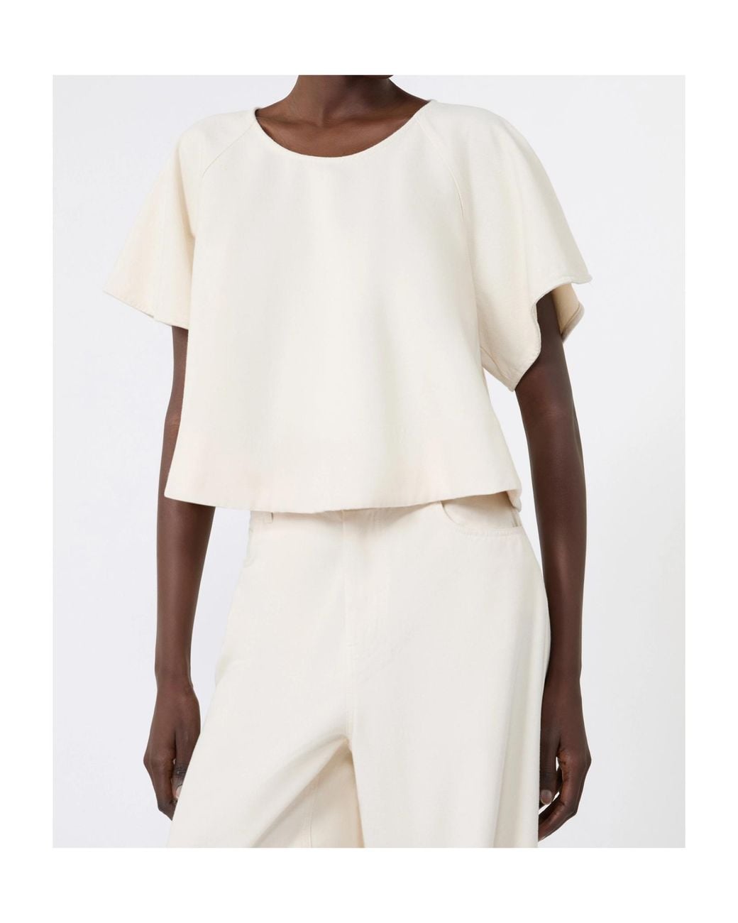 Weekend by Maxmara White Cropped Cotton Blouse