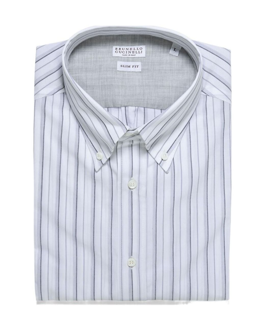 Brunello Cucinelli Blue Striped Shirt for men