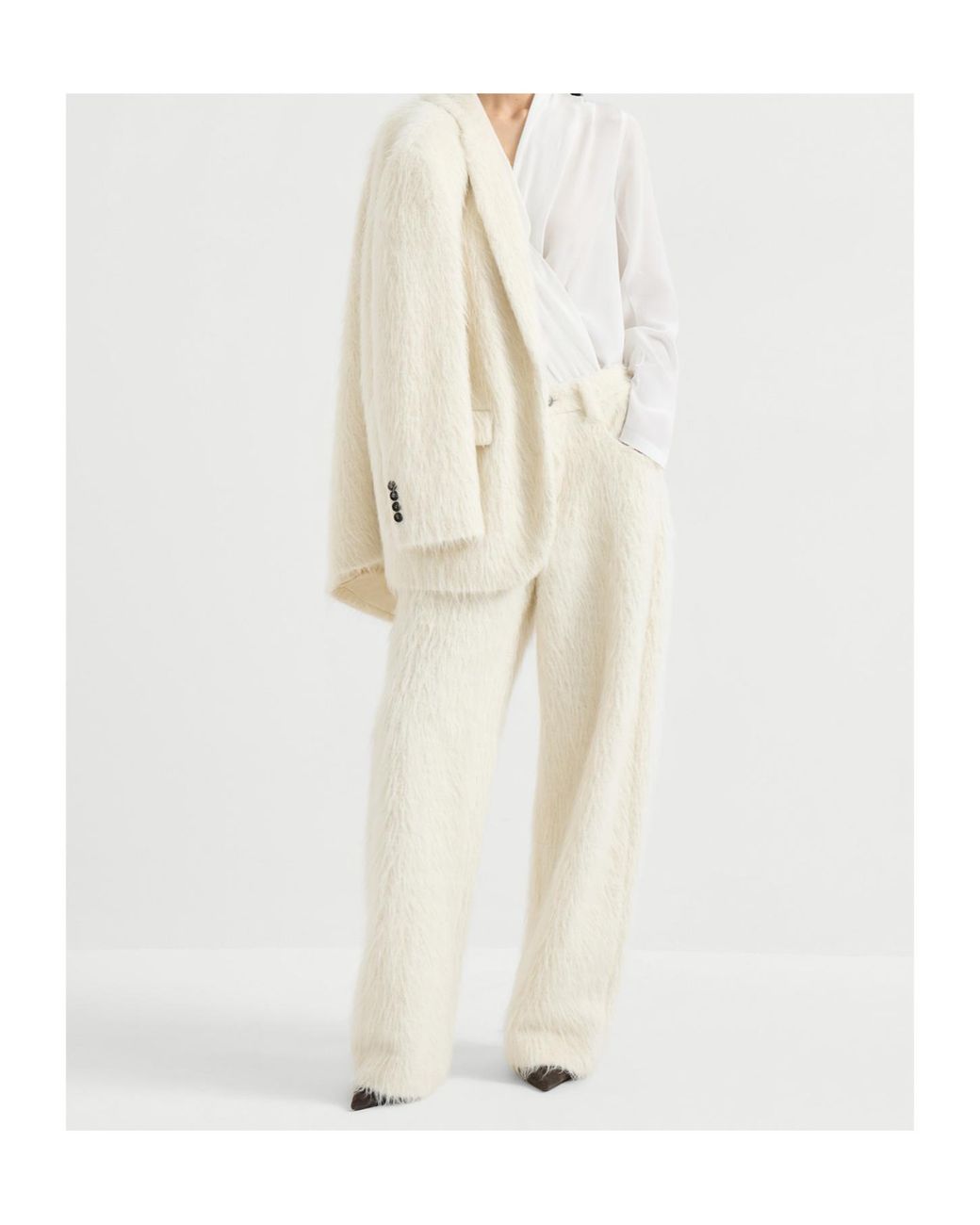 Brunello Cucinelli Natural Faux-Fur Trousers