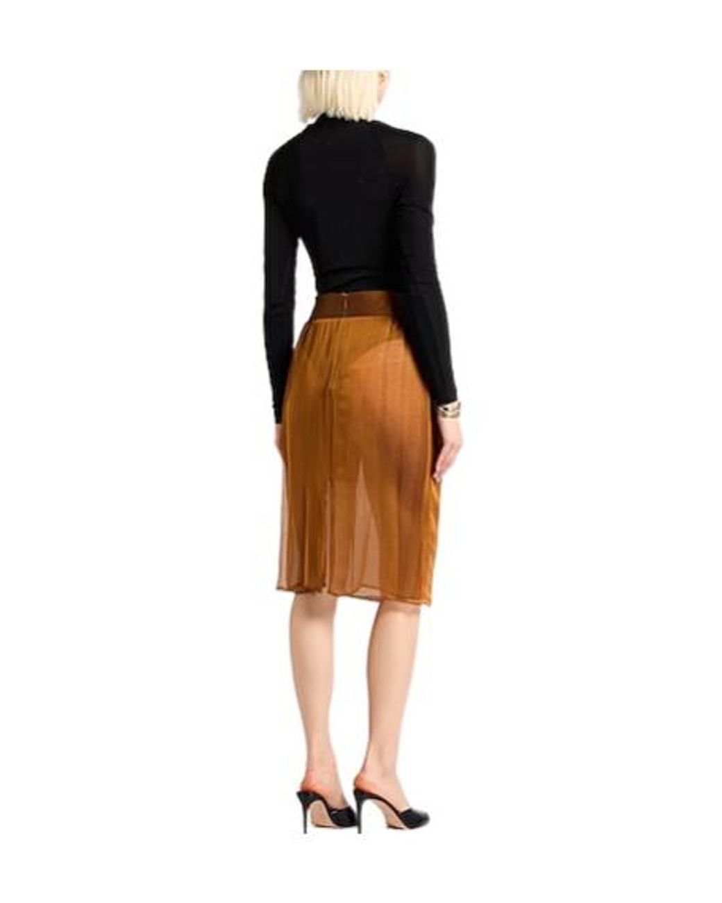 Saint Laurent Orange Slim-Fit Skirt