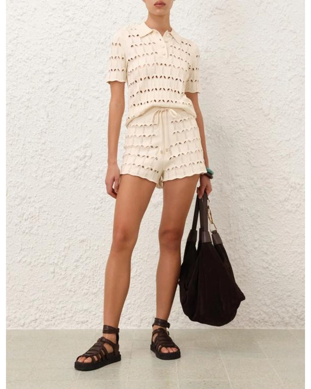 Zimmermann Natural Rhiannon Pointelle Shorts