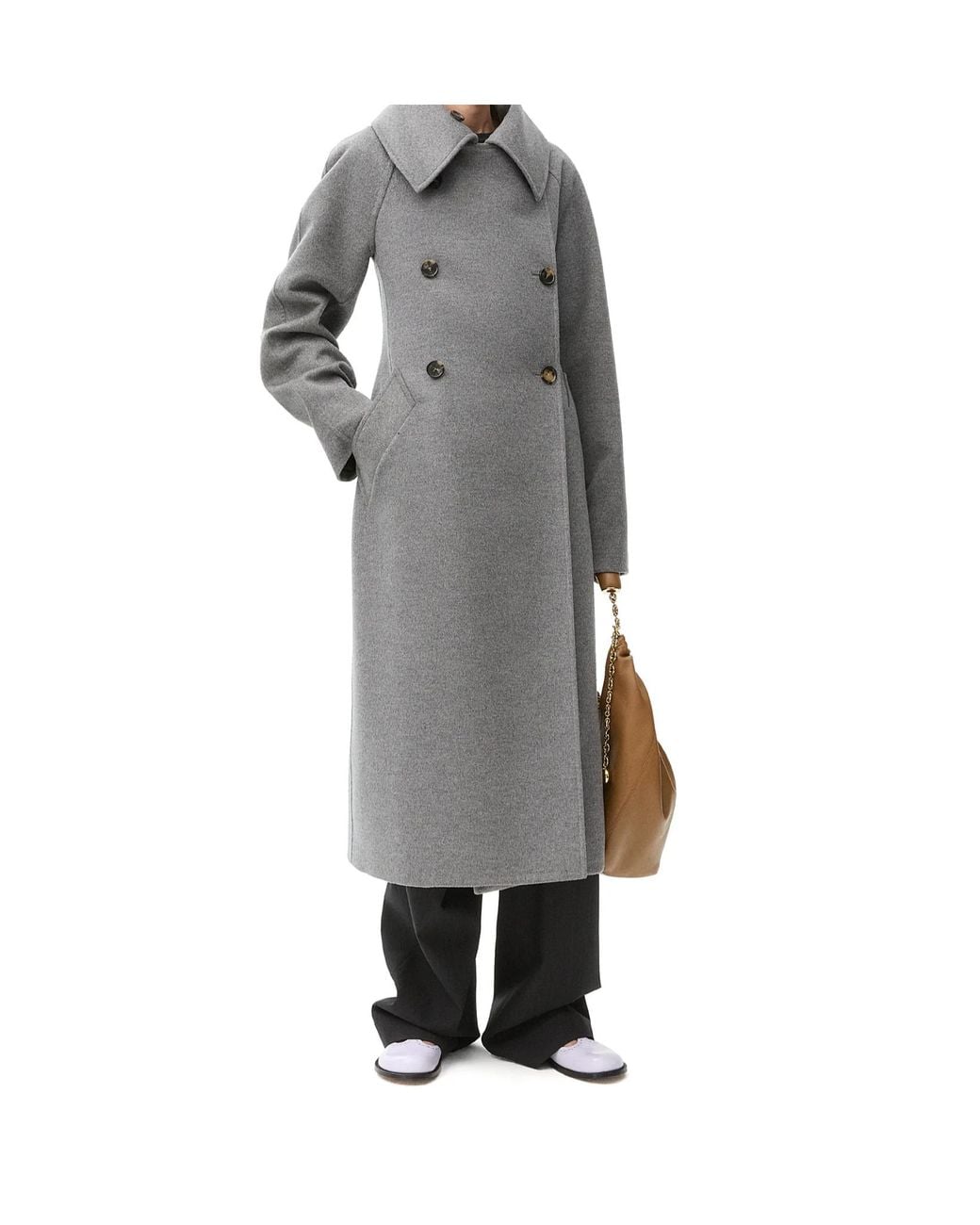 Loewe Gray Double-Breasted Coat