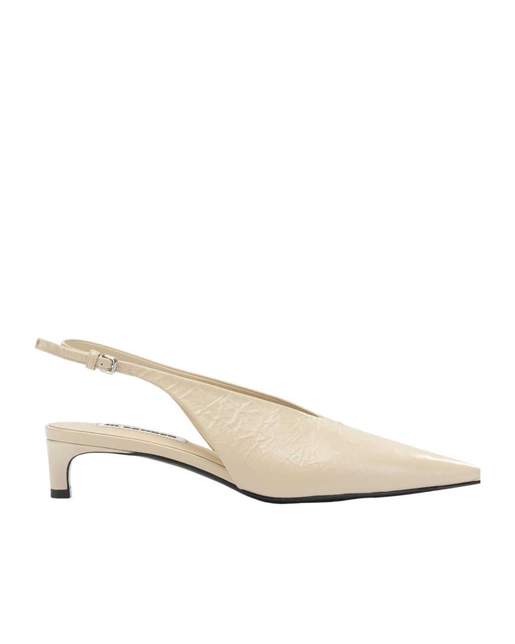Jil Sander White Leather Slingback Pumps