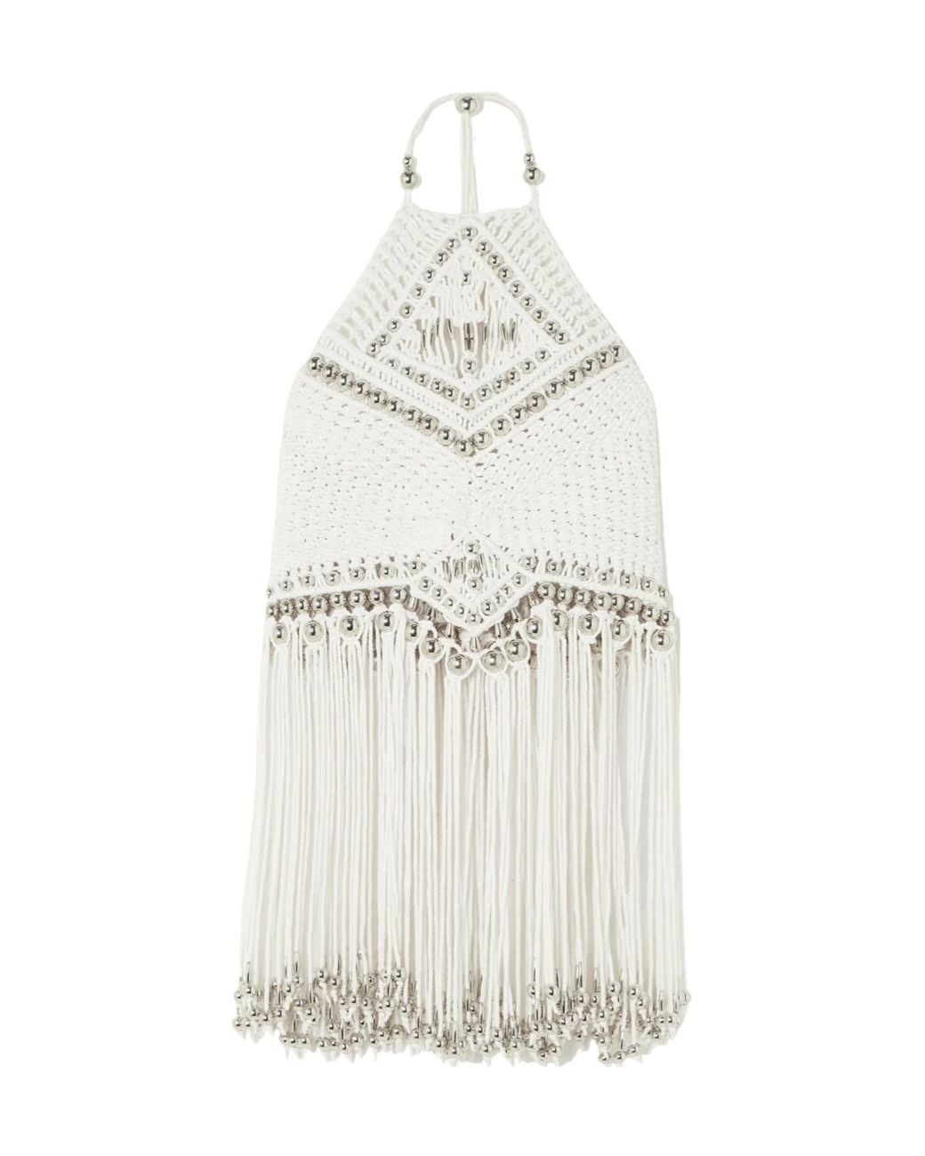 Rabanne White Tassel-Decorated Top