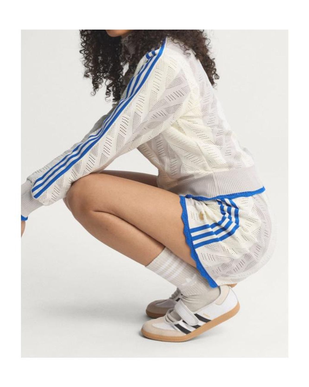 Adidas Originals Blue Logo Trim Knit Shorts