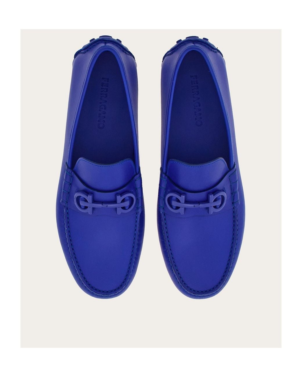 Ferragamo Blue Round-Headed Love Shoes for men