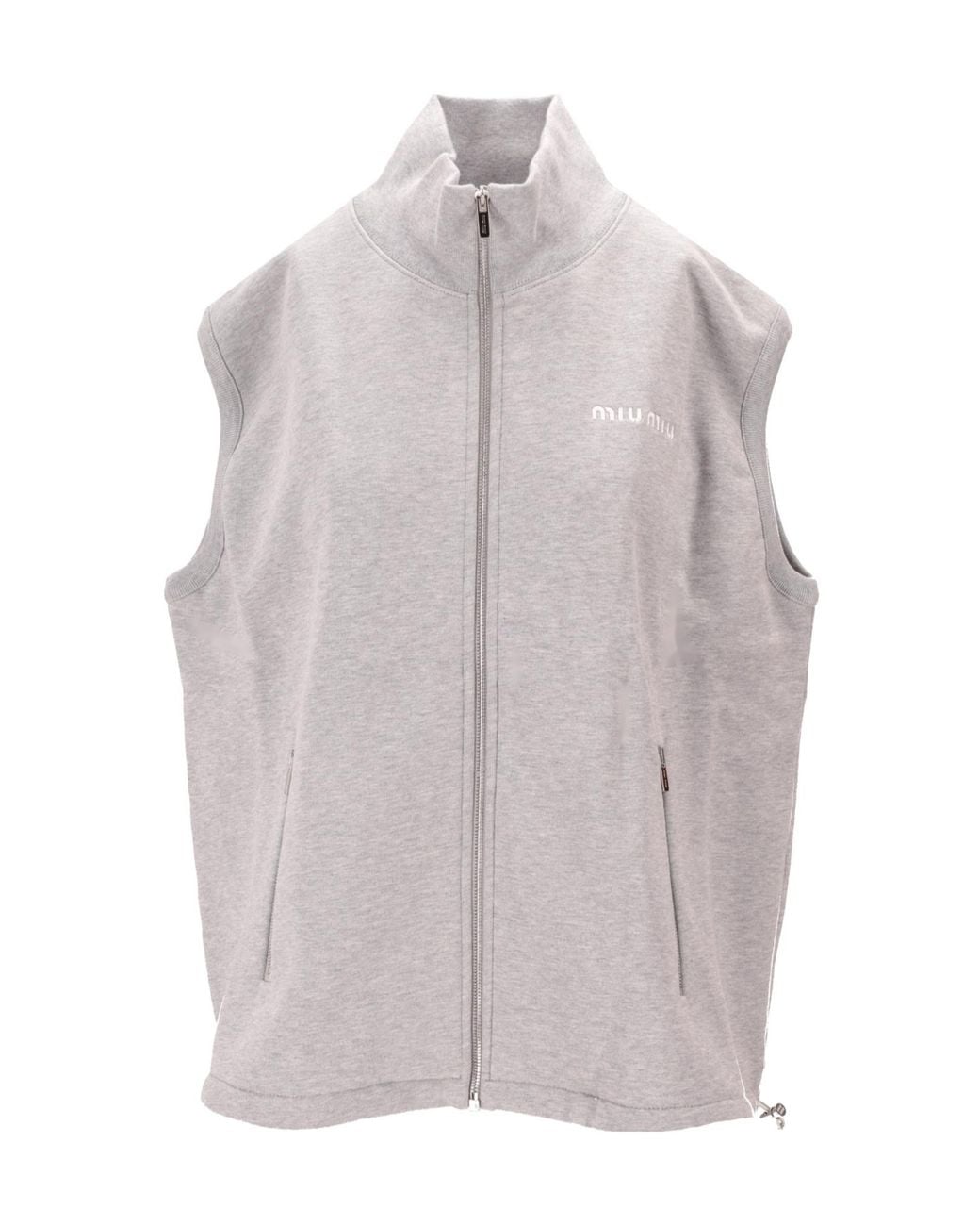 Miu Miu Gray Zip-Up Drawstring Gilet