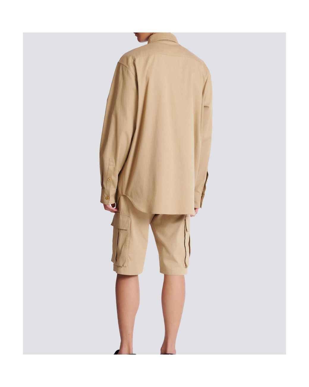 Balmain Natural Safari Collared Long-Sleeve Shirt for men
