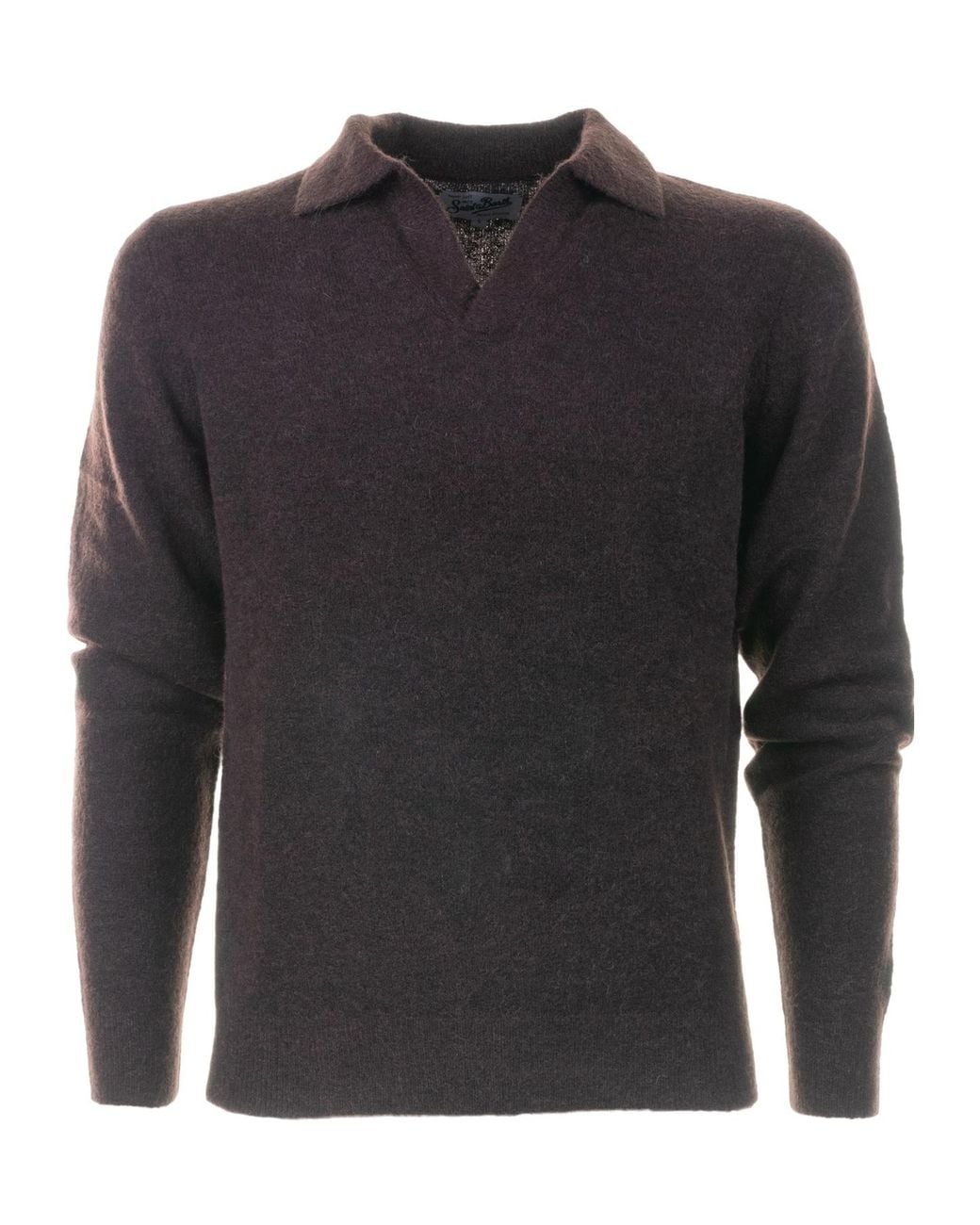 Mc2 Saint Barth Gray Long-Sleeved Knitted Polo Shirt for men
