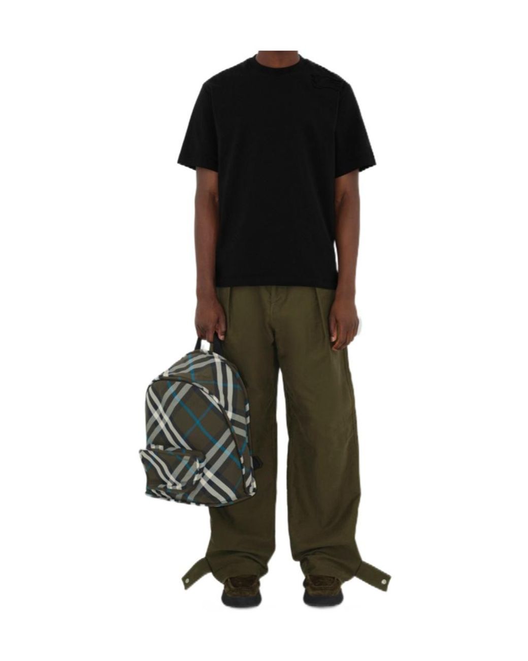 Burberry Green Shield Checked Zipped Backpack for men