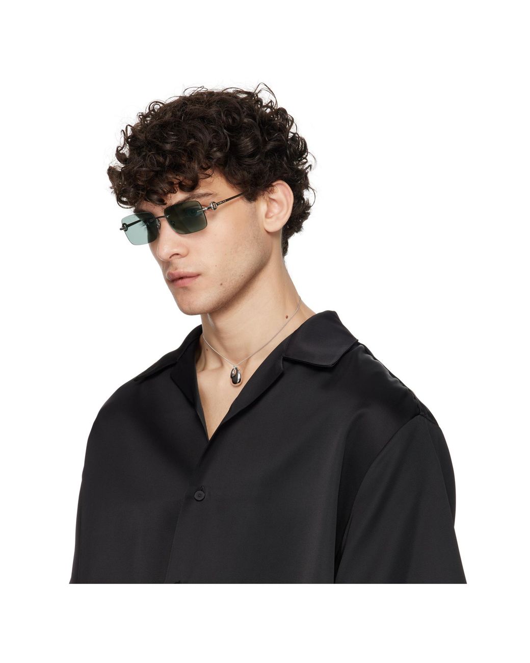 Gucci Green Eyewear Rectangular Frame Sunglasses for men