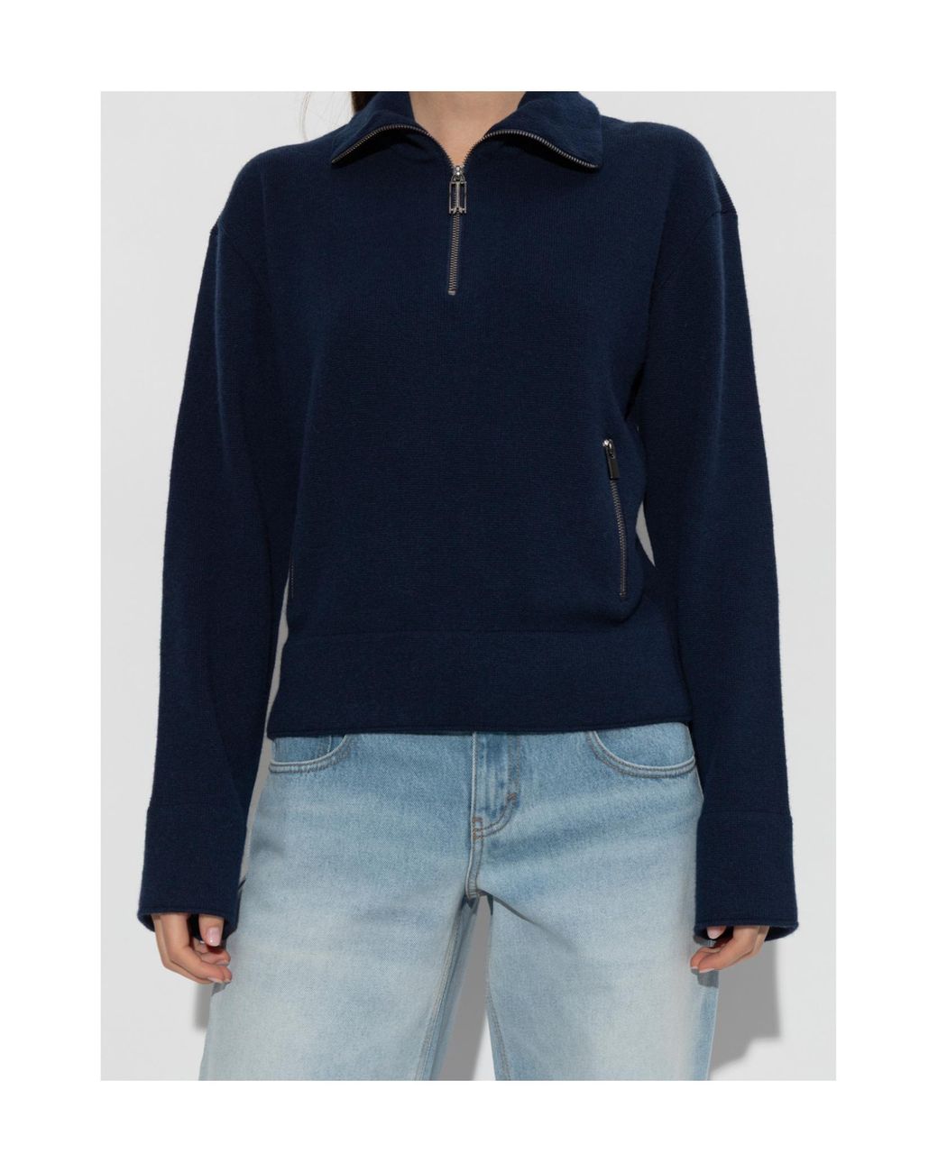 Victoria Beckham Blue Zip-Up Knitwear