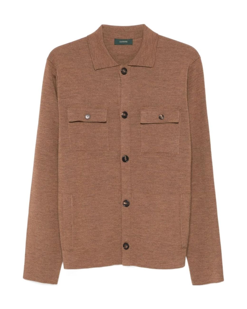 Zanone Brown Virgin Wool Cardigan for men
