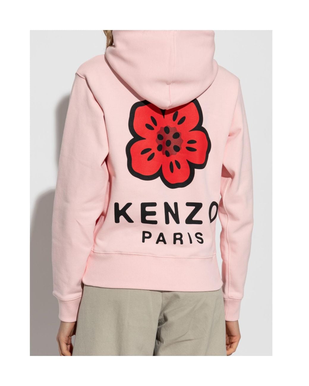 KENZO Pink Logo Patch Drawstring Hoodie