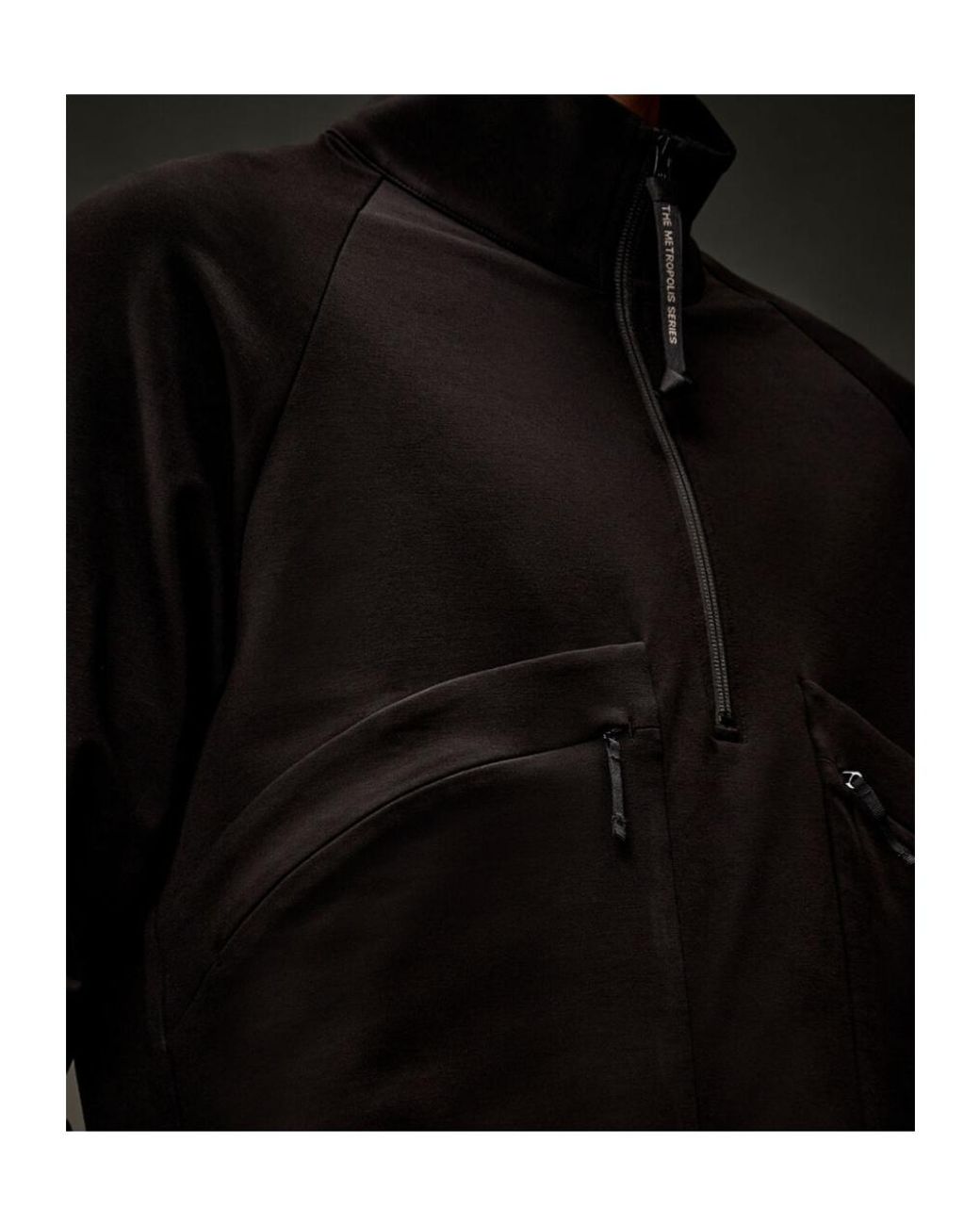 C P Company Black Half-Zip Pocket Sweatshirt for men