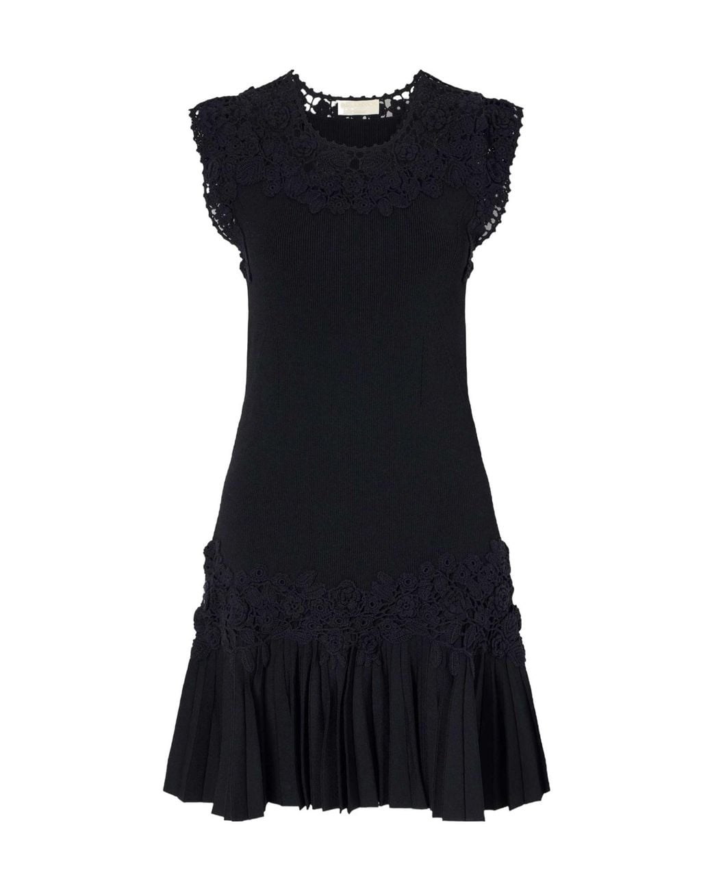 Ulla Johnson Black Crochet-Trimmed Ribbed Mini Dress