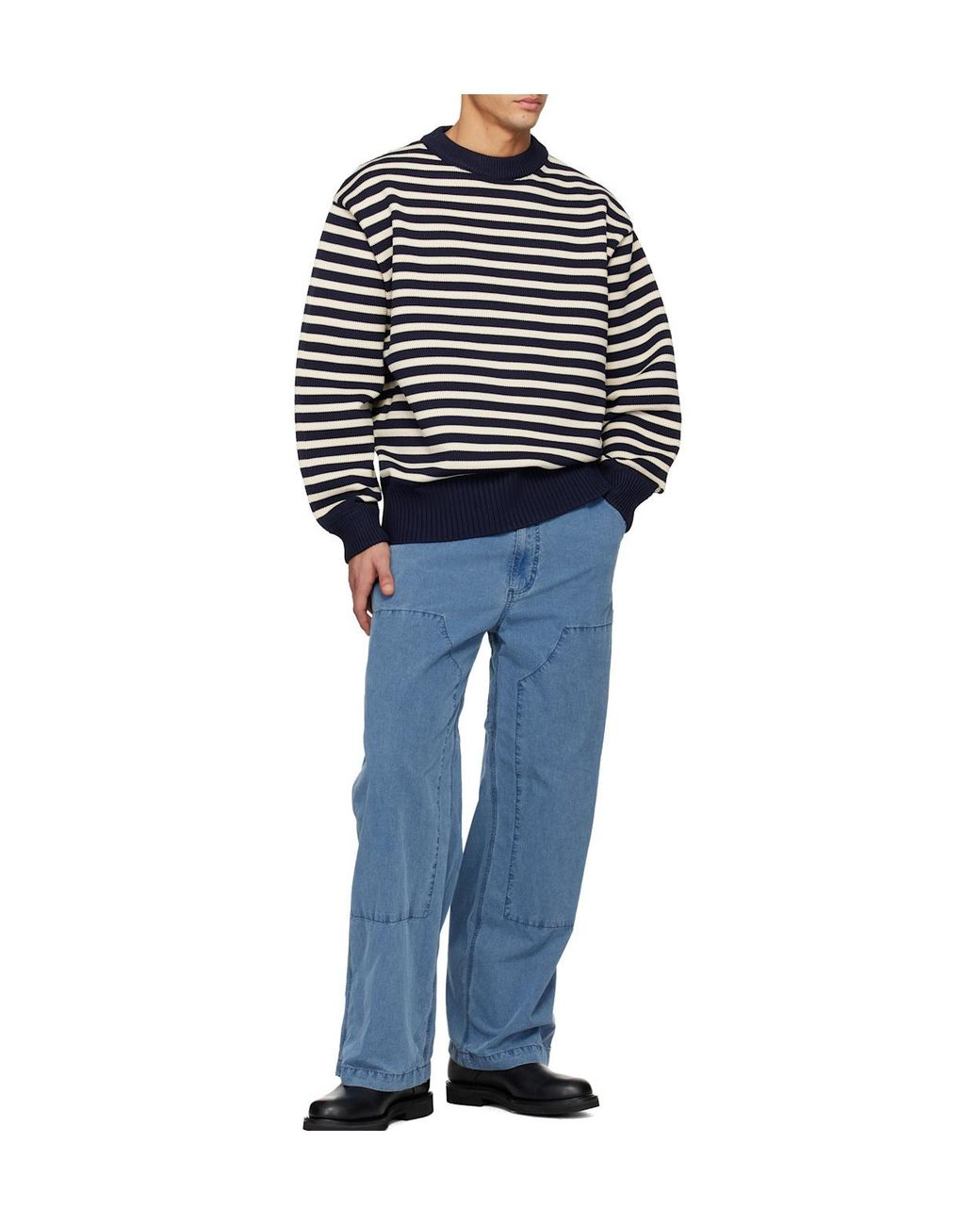 Nanamica Blue Striped Sweater for men