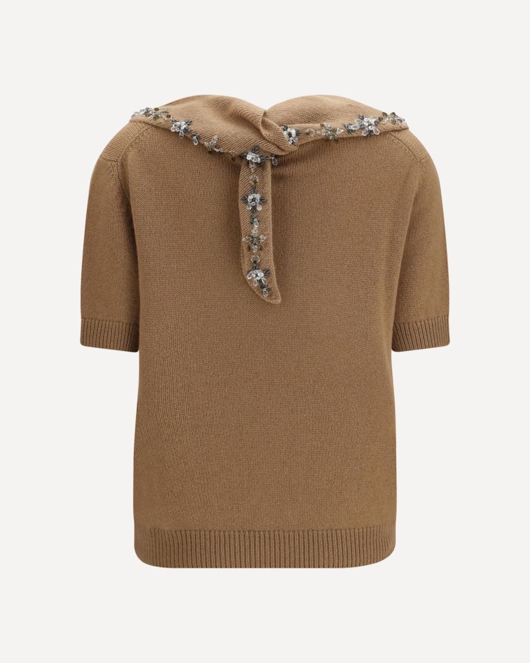 Prada Brown Embellished Knitted Jumper