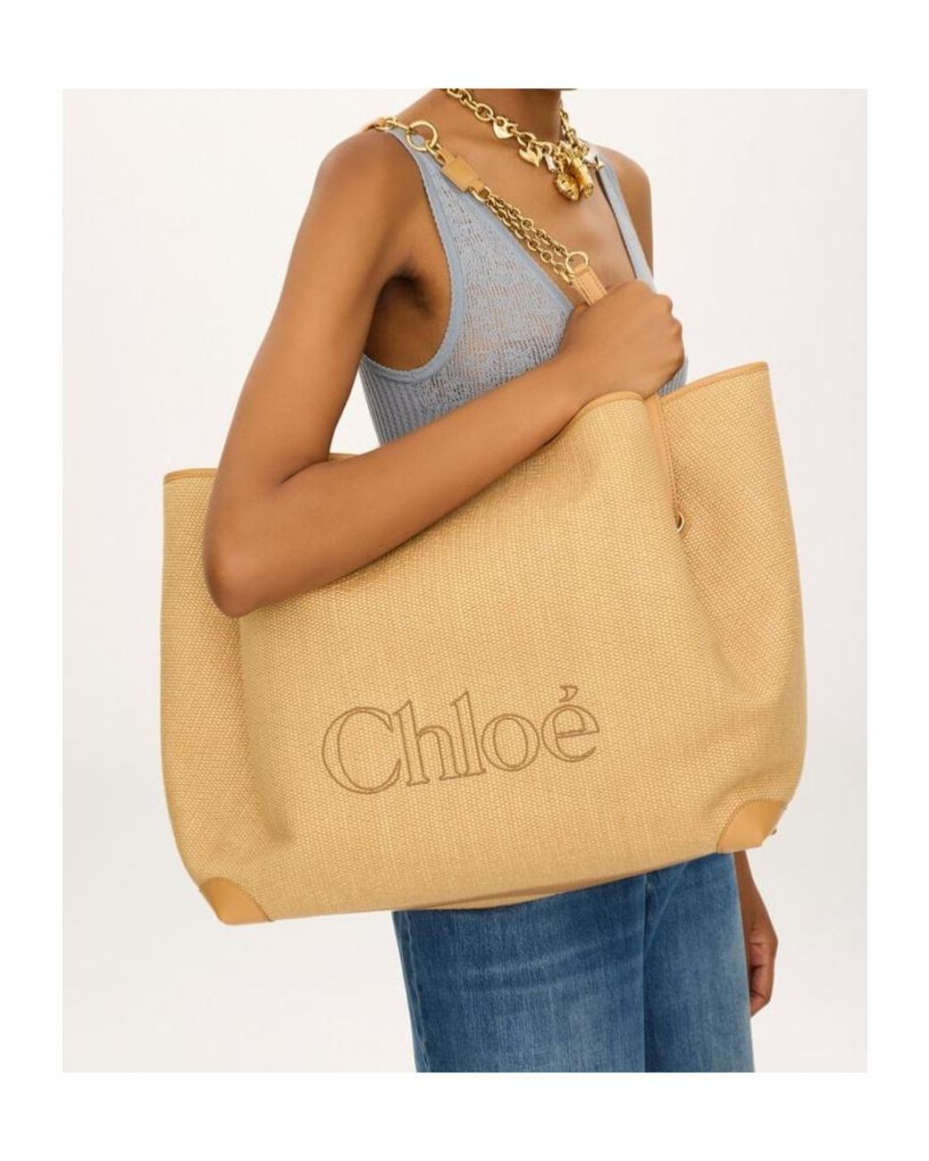 Chloé Natural Chloé Clover Double Carry Bag