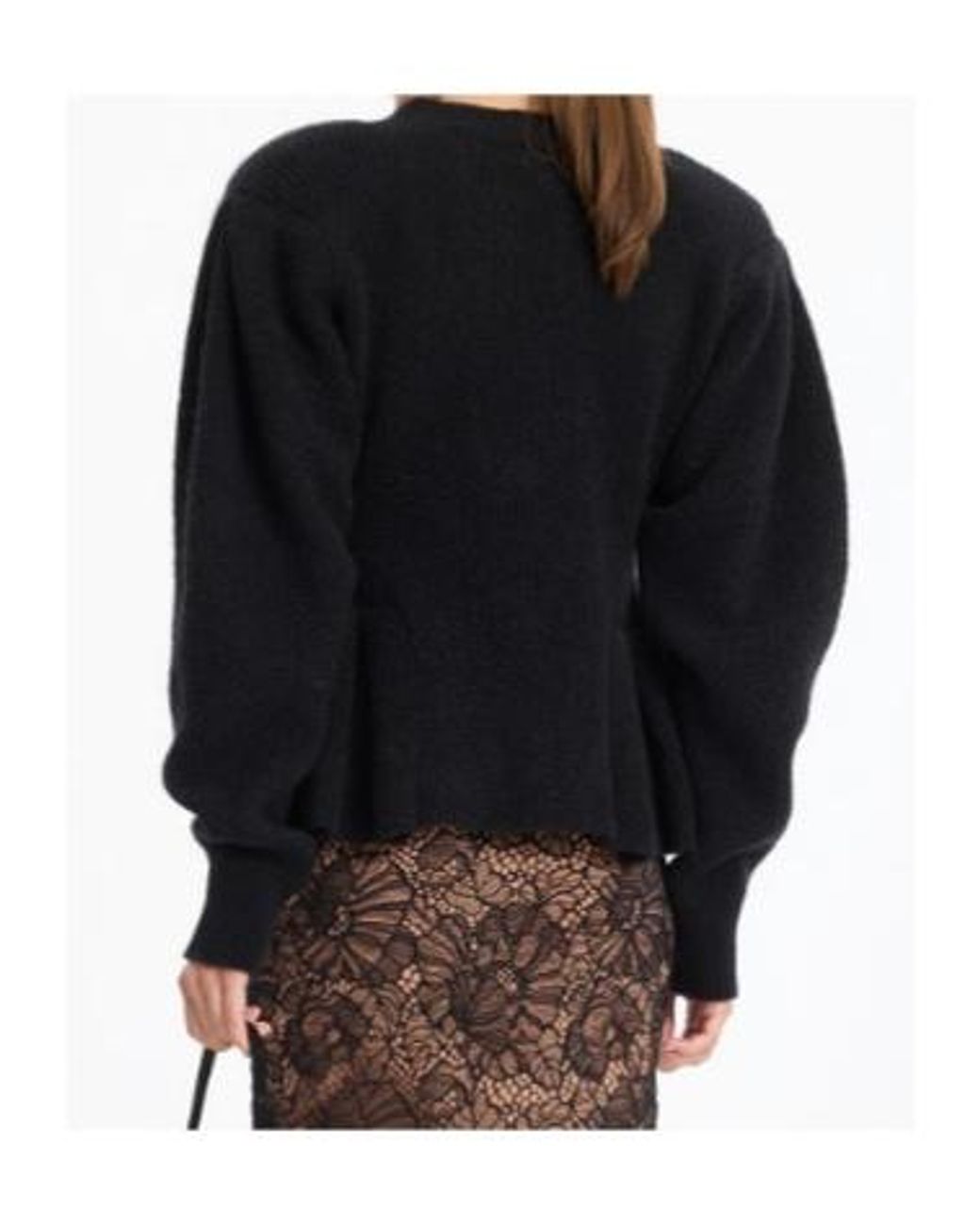 ROTATE BIRGER CHRISTENSEN Black Peplum Ruffled Knit Cardigan