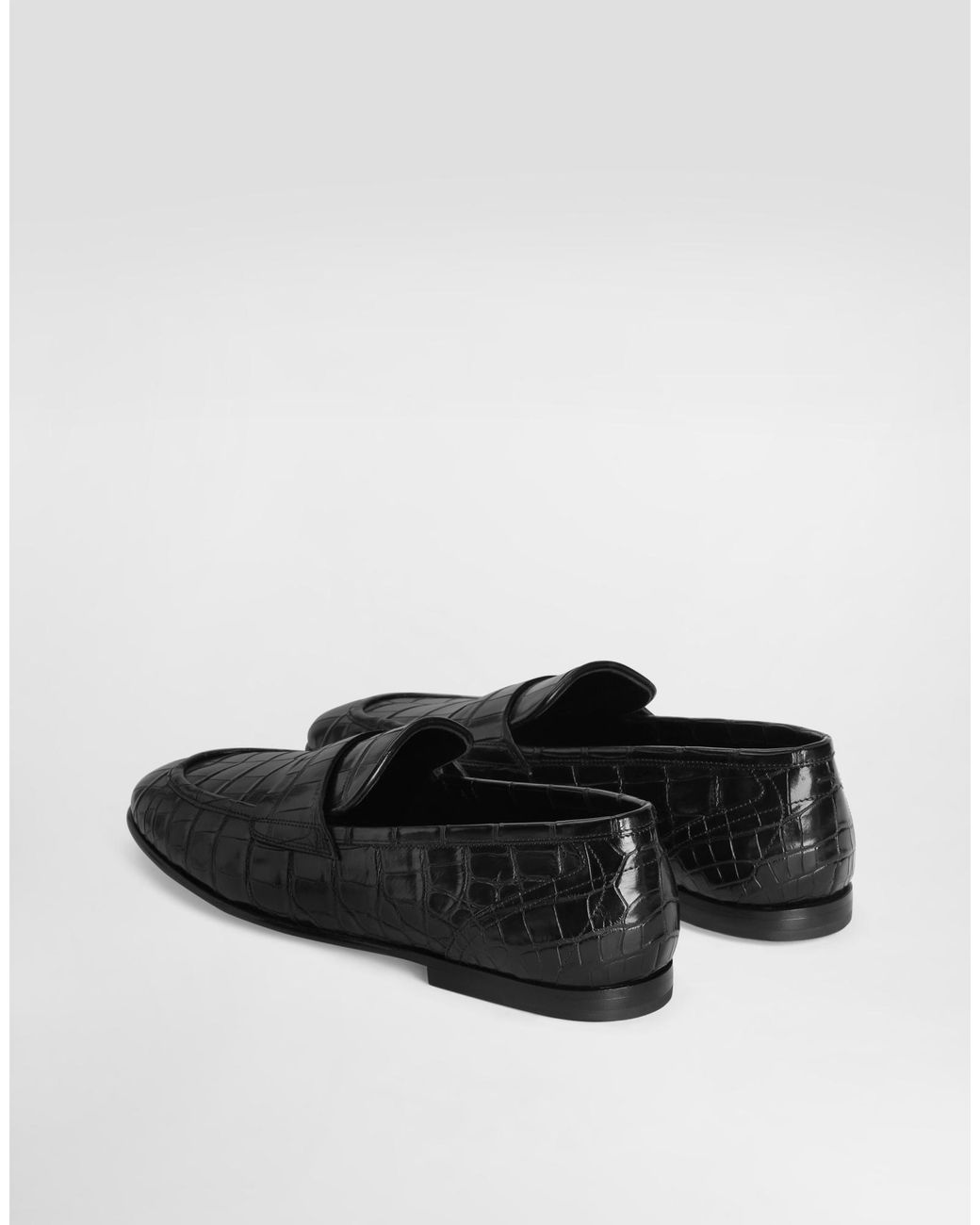 Dolce & Gabbana Black Alligator-Leather Slippers for men