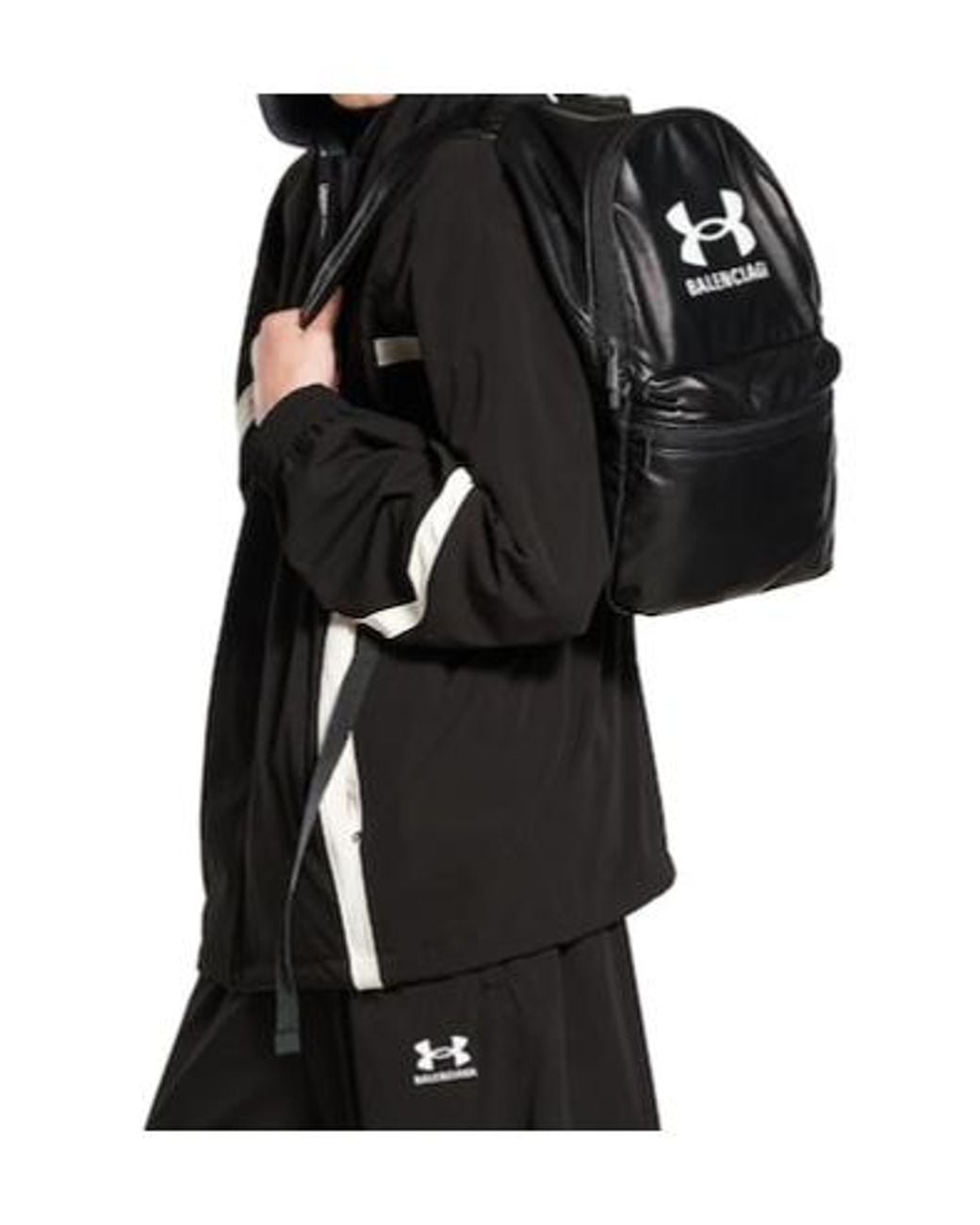 Balenciaga Black Under Armour Logo Printed Backpack for men