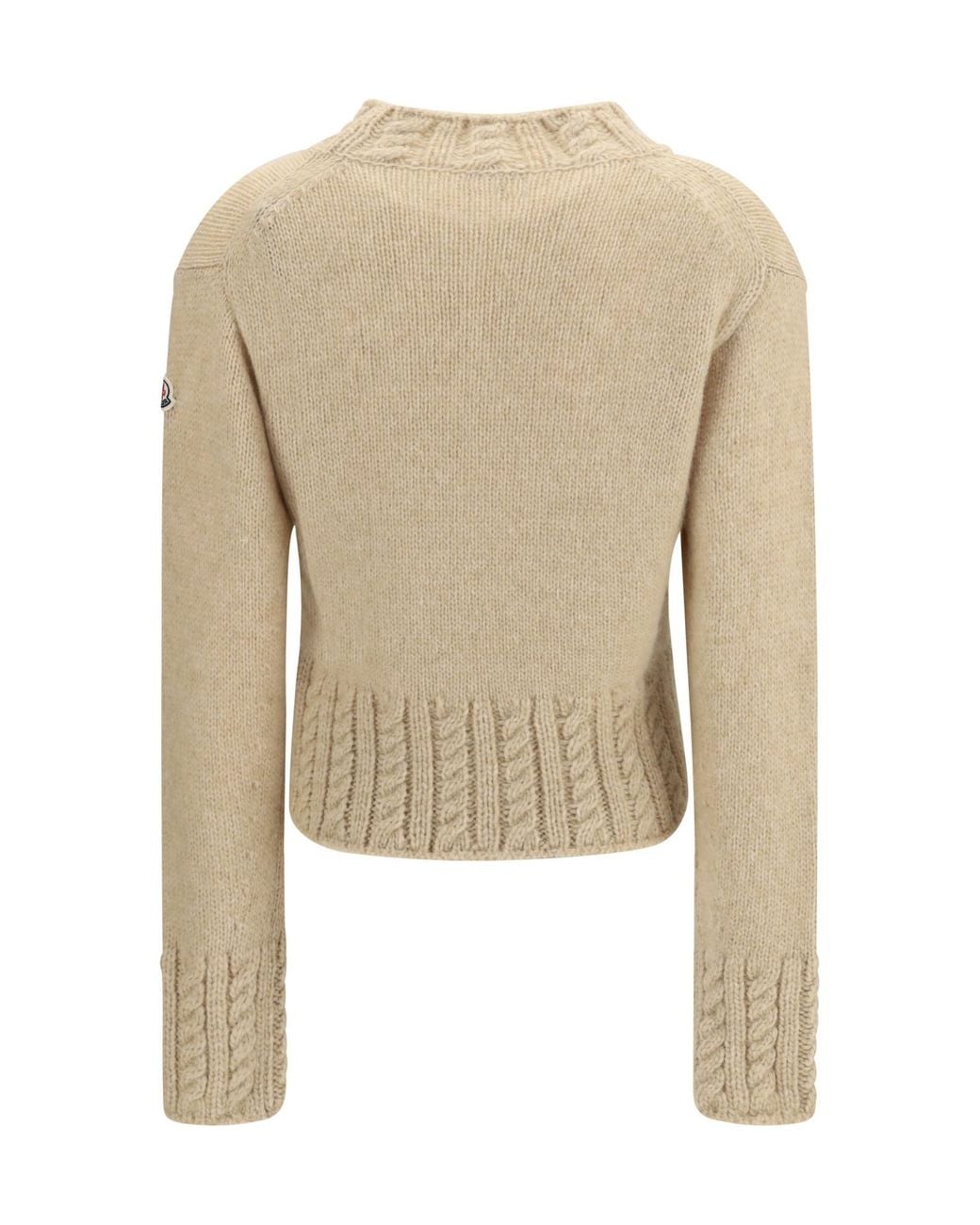 Moncler Natural Ribbed Mock-Neck Knitted Sweater