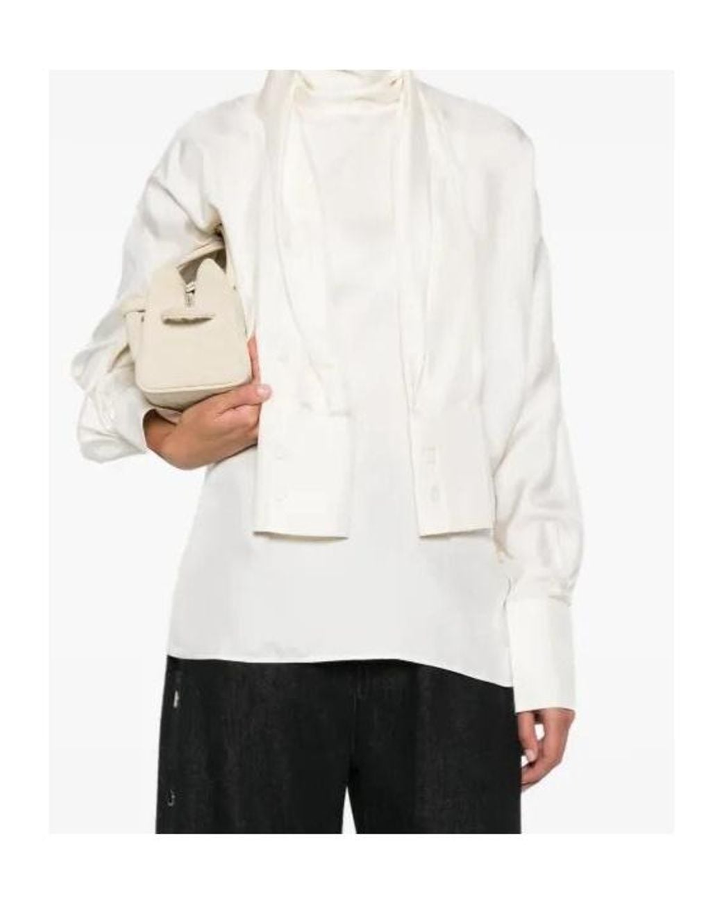 Rohe White Silk Scarf Blouse