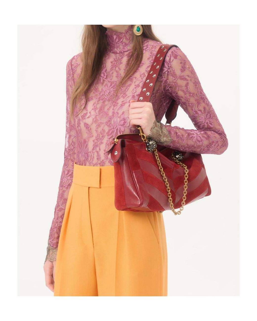 Valentino Purple Lace Long-Sleeved Bodysuit