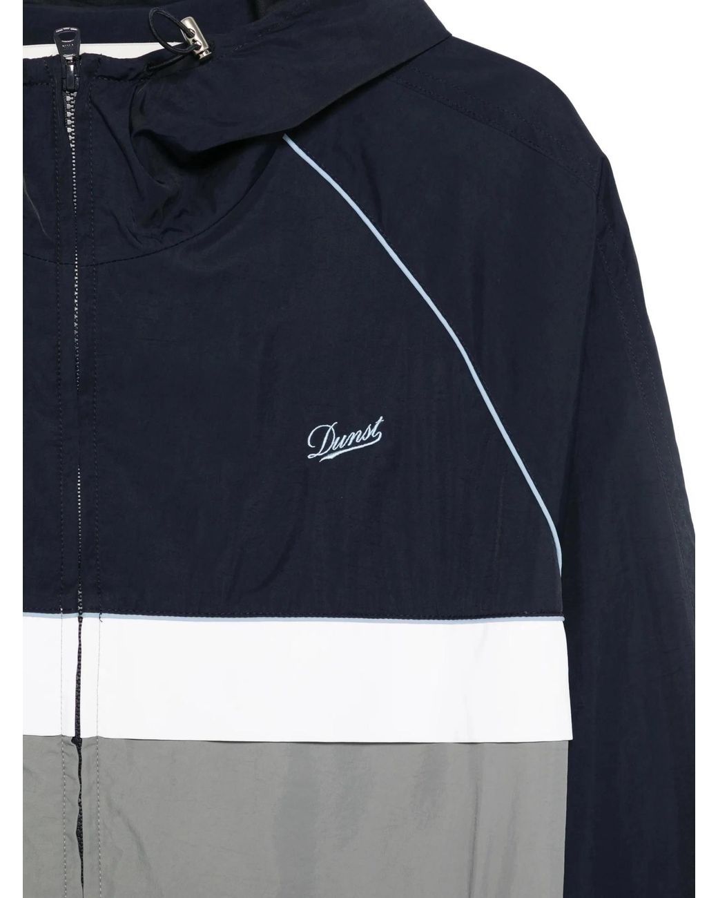 DUNST Blue Hooded Colourblock Windbreaker
