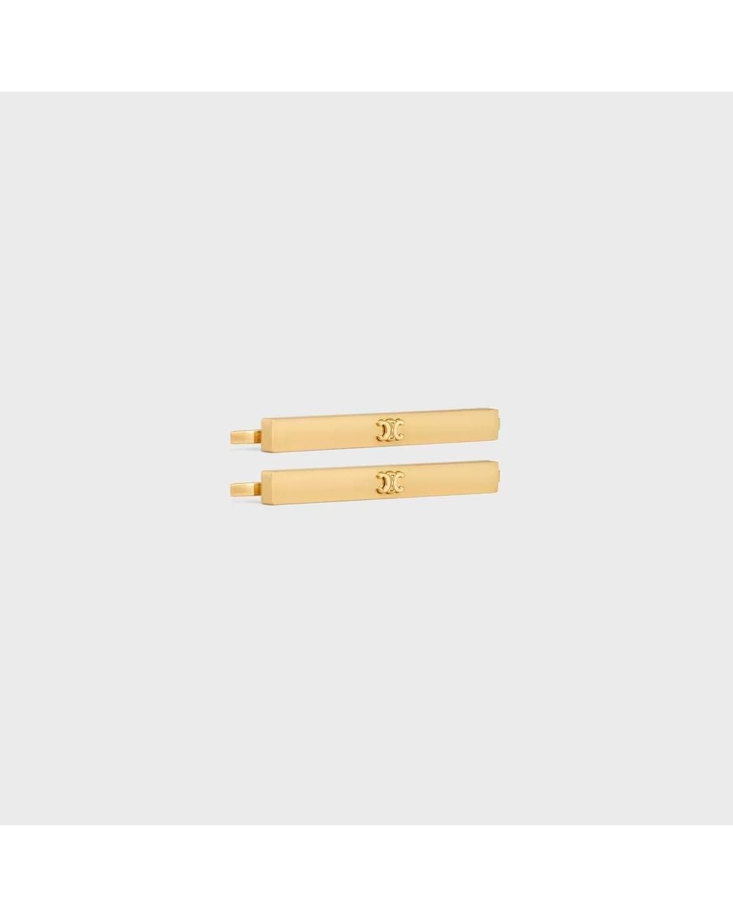 Céline Metallic Logo Hair Clips Two-Pack