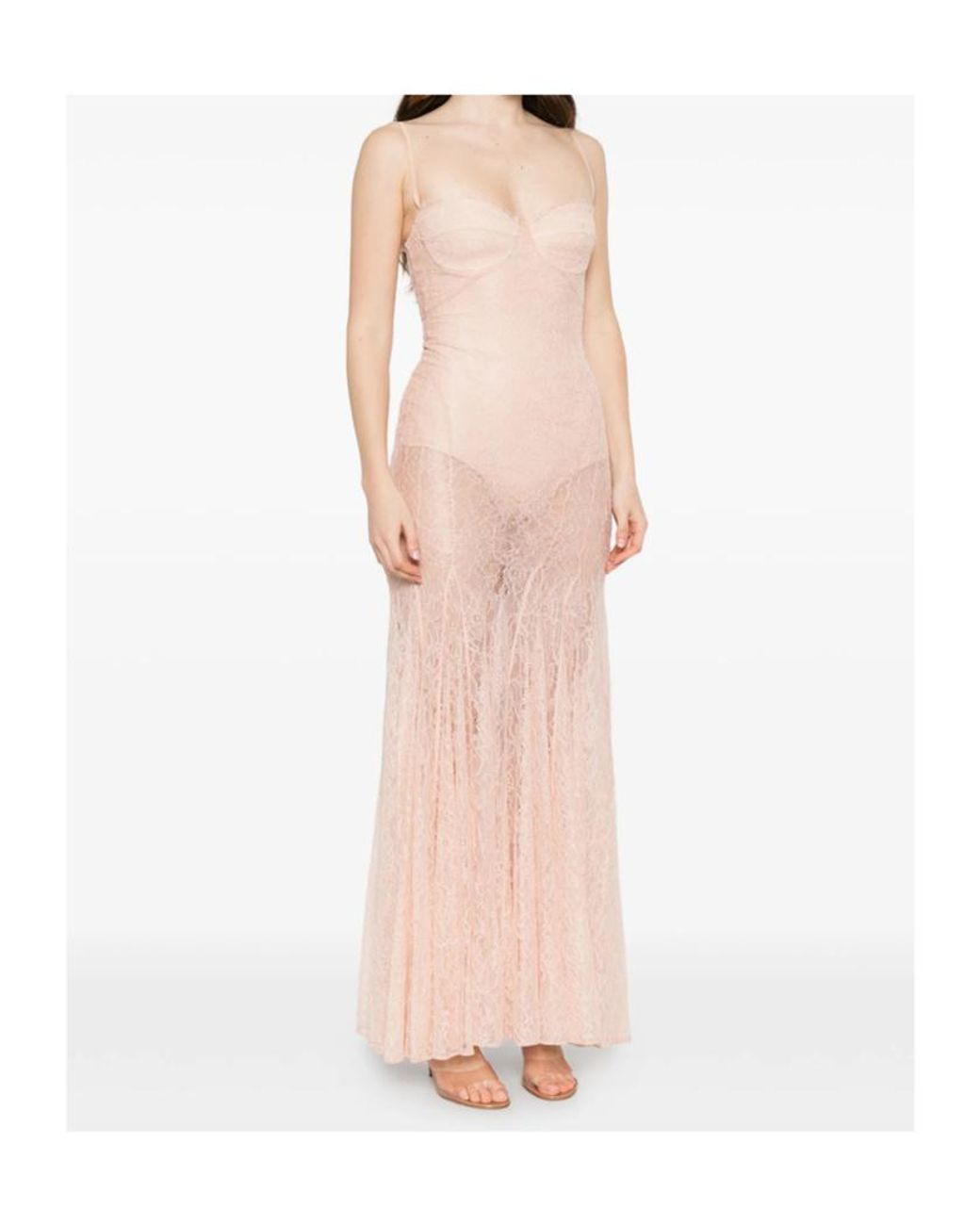 Elisabetta Franchi Pink Lace Maxi Dress