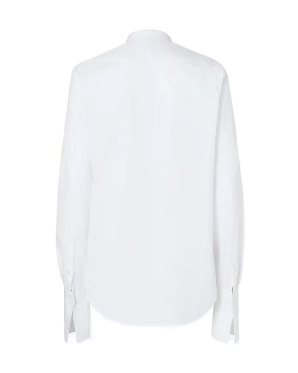 Fendi White Long Sleeved Slim-Fit Poplin Shirt