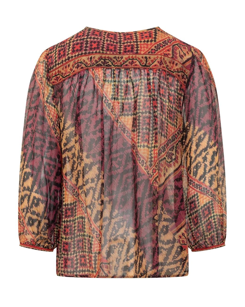 Ba&sh Brown Odetta Sheer Printed Blouse