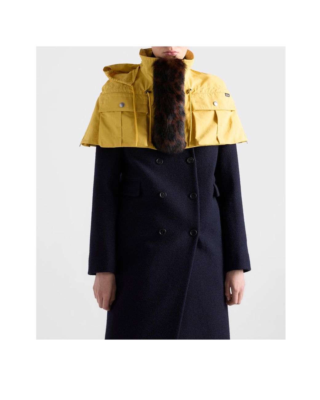 Prada Blue Double-Breasted Shetland Wool Coat
