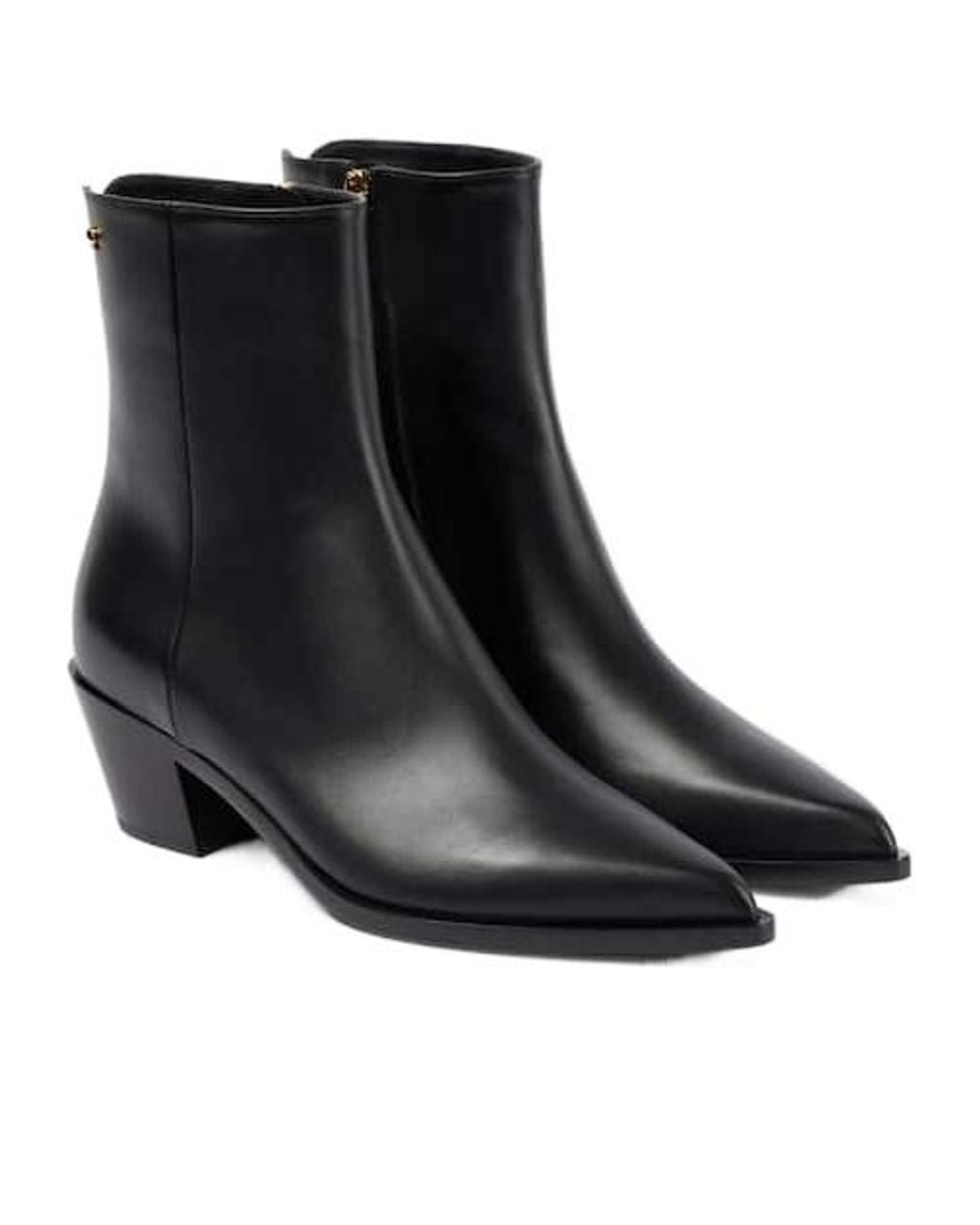 Gianvito Rossi Black Solid Leather Ankle Boots