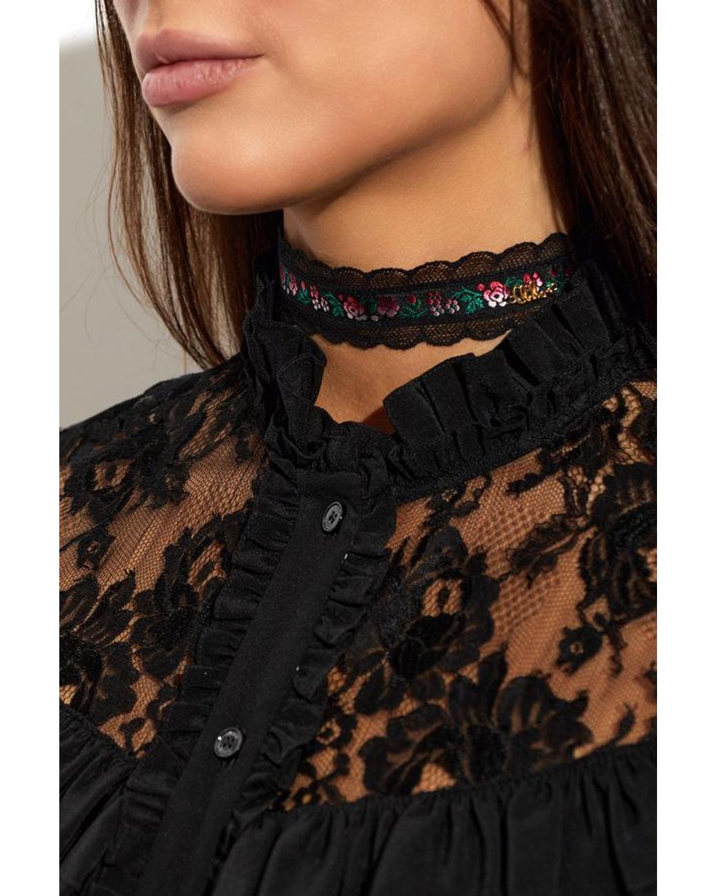 Chloé White Chloé Folk Floral Lace Choker Necklace