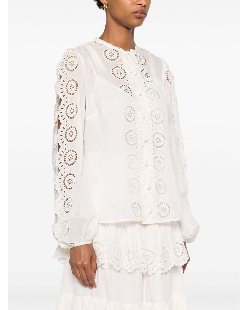 Zimmermann White Lucky Embroidered Blouse