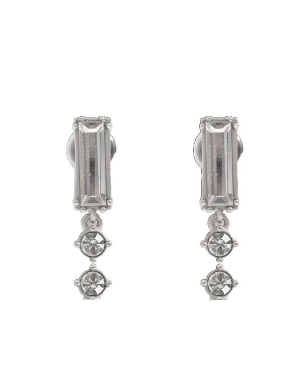 Jil Sander White Crystal Drop Earrings