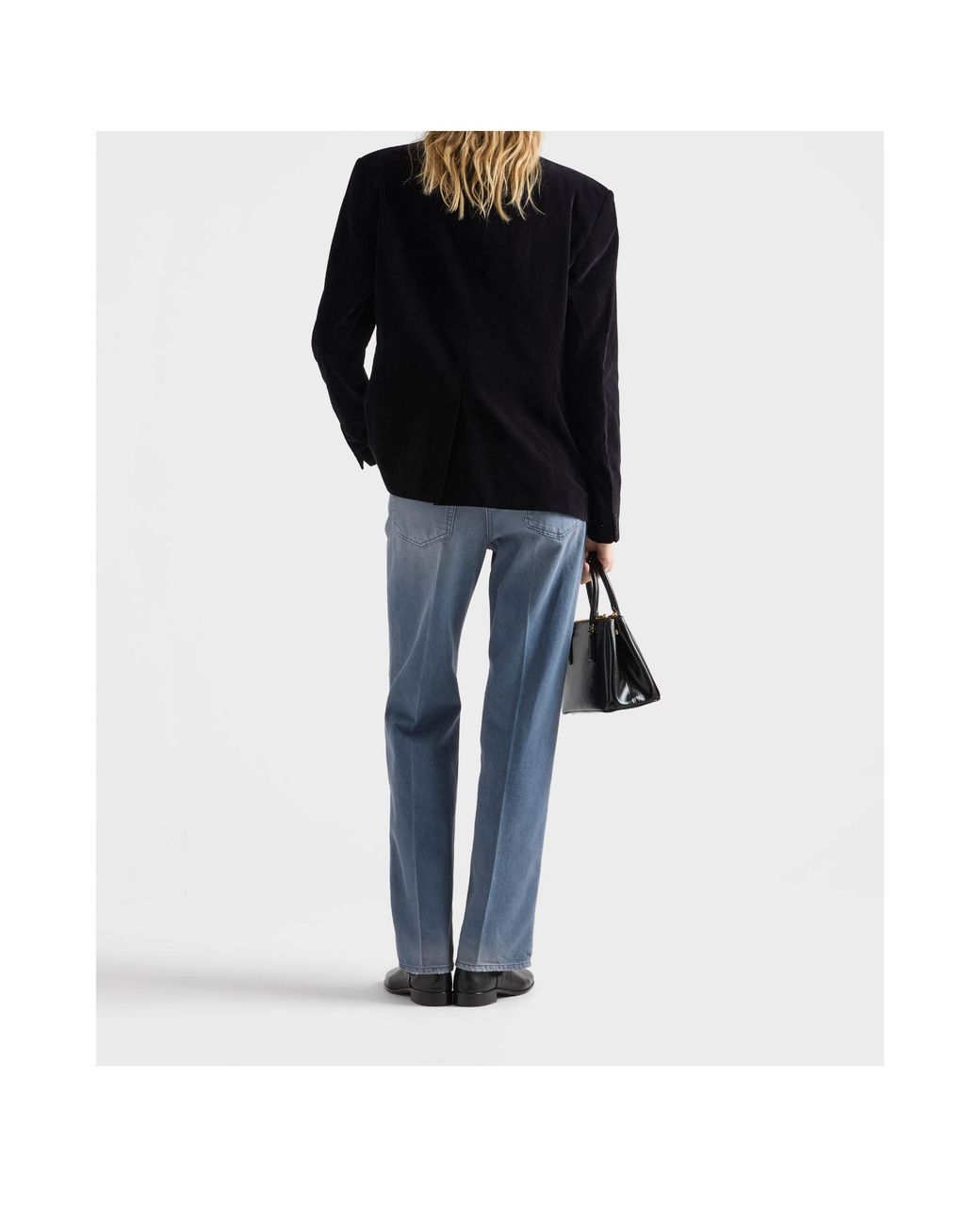Prada Blue Single-Breasted Velvet Jacket