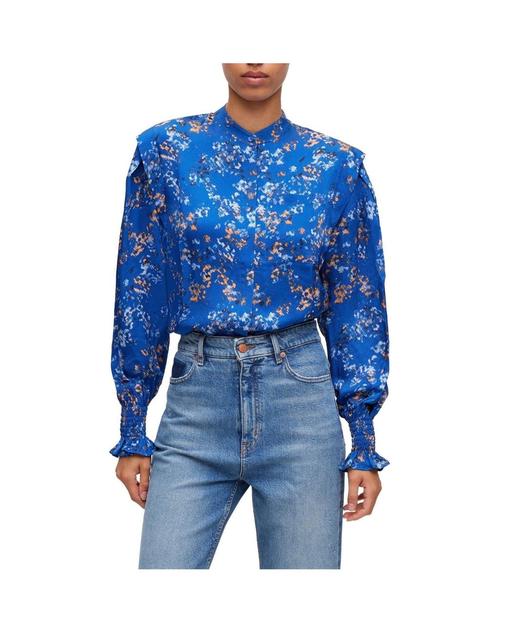 Boss Cobaltblue Floralprint Blouse