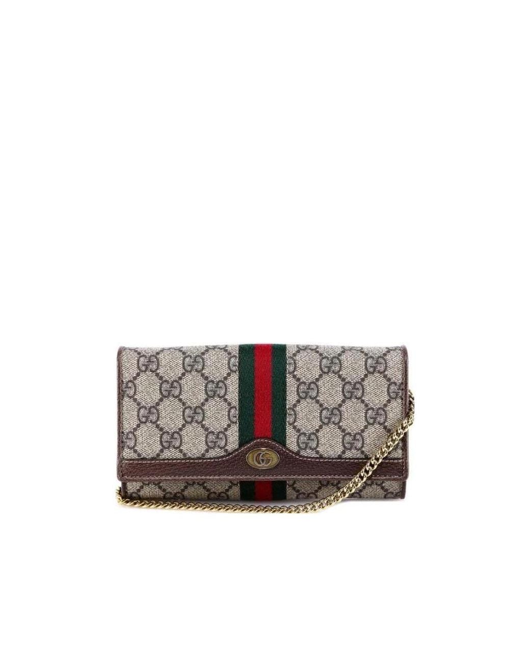 Gucci Gray Ophidia Gg Chain Wallet