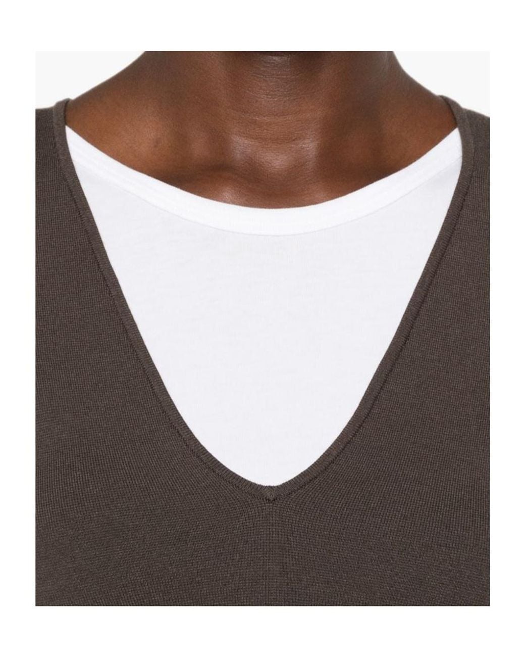Totême Brown V-Neck Long-Sleeve Sweater