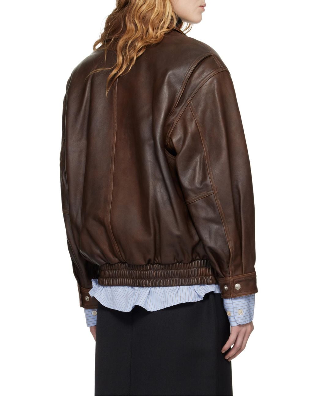 DUNST Brown Long-Sleeved Leather Jacket