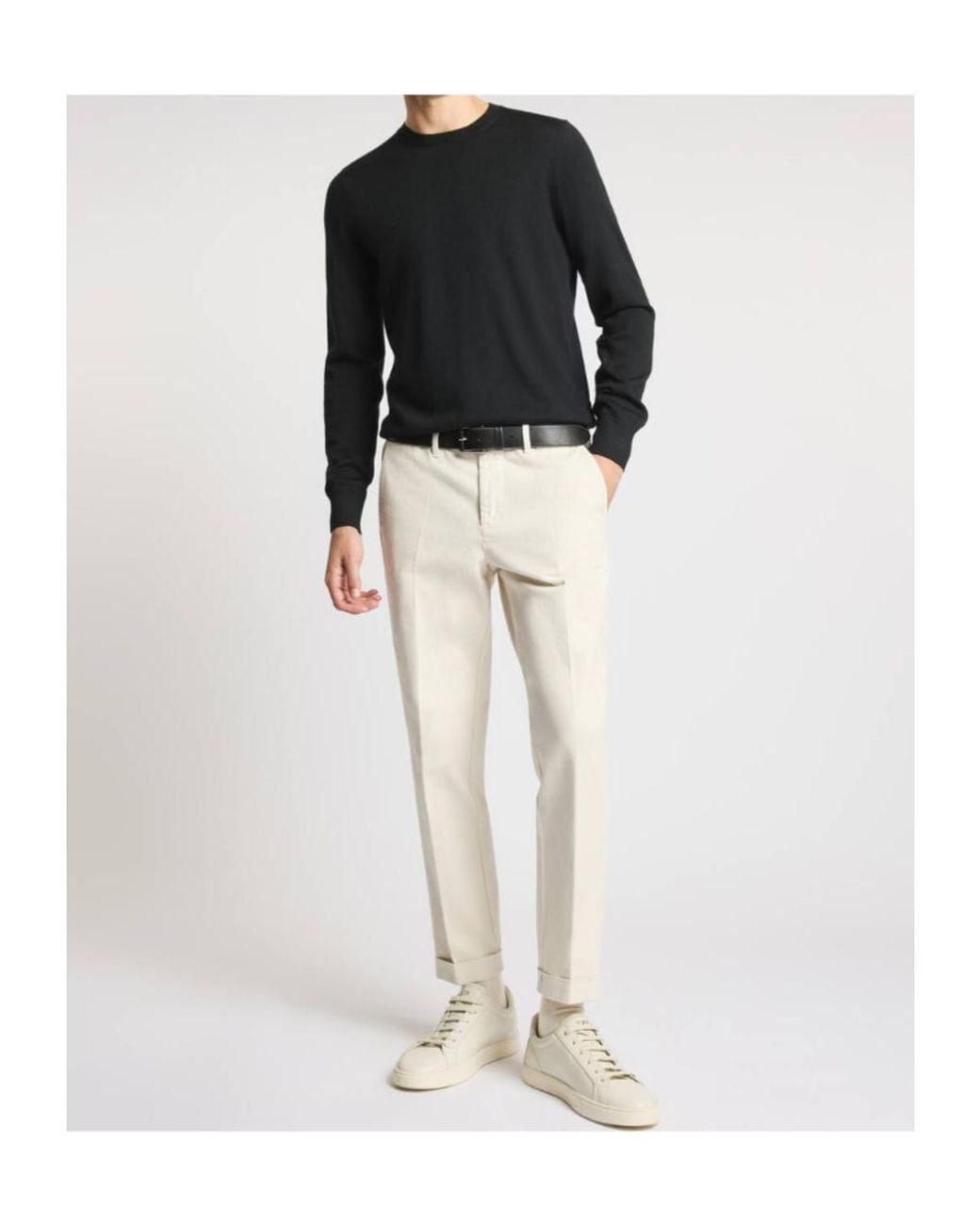 Fay Black Crew Neck Knitted Sweater for men